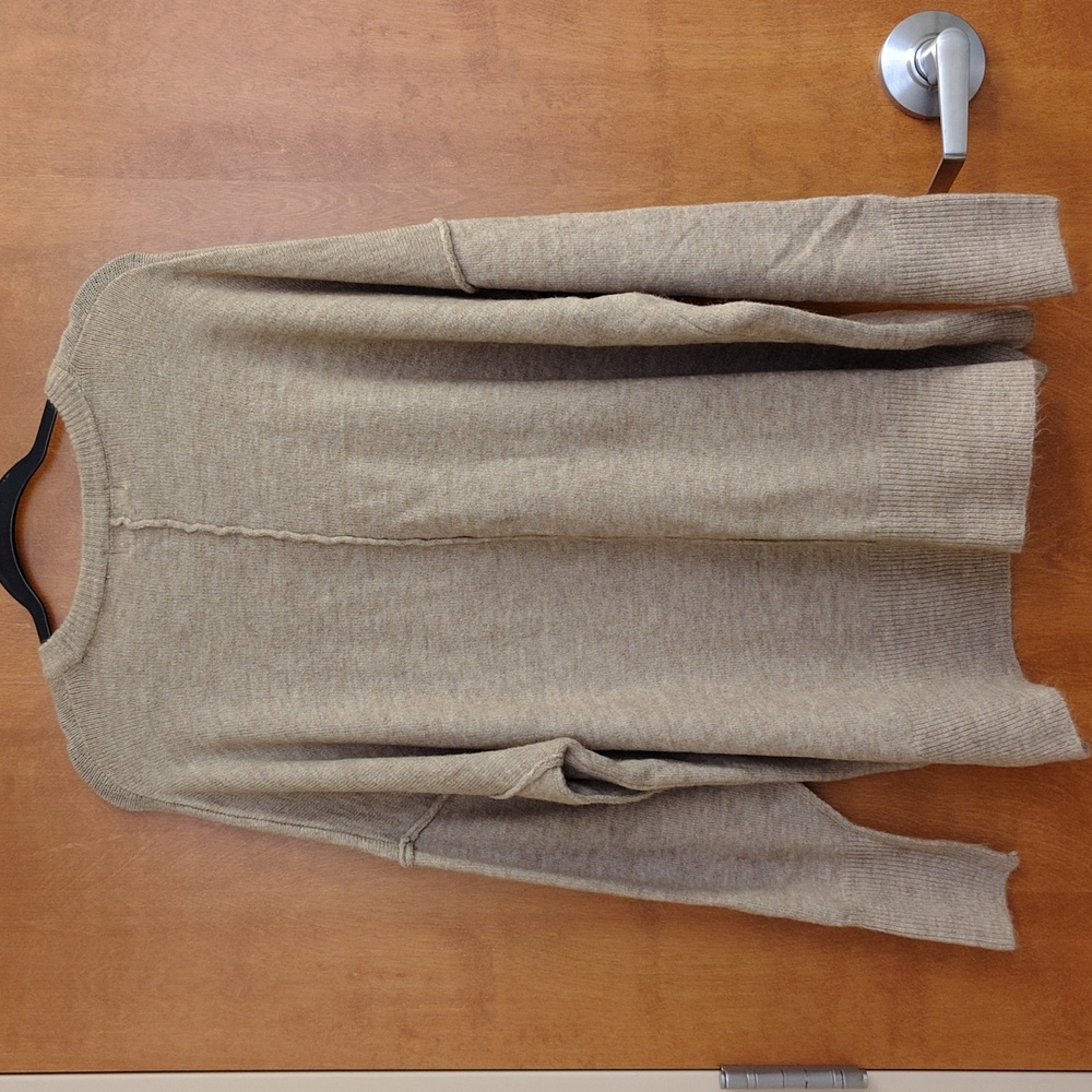 Zenana Women's Tan Crew Neck Sweater Relaxed Fit - Picture 7 of 8